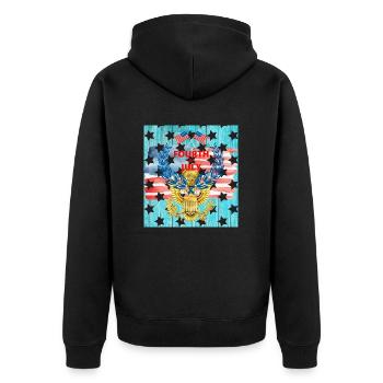 USA, stars and belts - Unisex Premium Organic Zip Hoodie - black - Back - Nico (187cm)
