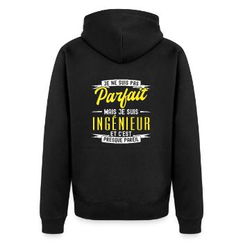 pas parfait mais ingénieur / cadeau ingénieur - Veste à capuche bio Premium Unisexe - noir - Dos - Nico (187cm)
