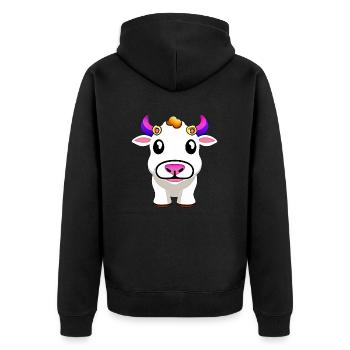 Kuh süß Tier Bauernhof lustig Kühe Tiere neu 1 - Unisex Premium Bio Zip Hoodie - Schwarz - Hinten - Nico (187cm)