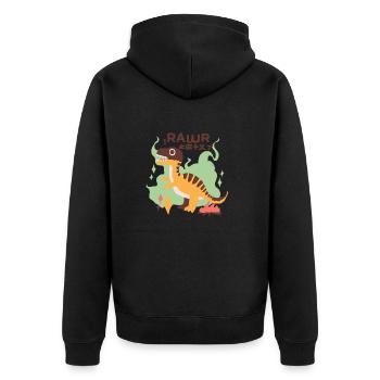 Dinosaurier Retro Asia - Unisex Premium Bio Zip Hoodie - Schwarz - Hinten - Nico (187cm)