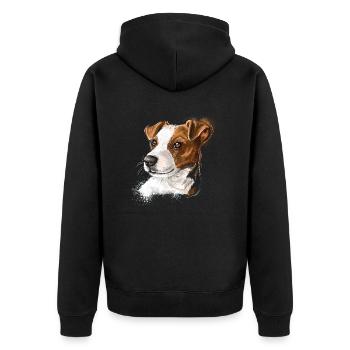 jack russel - Unisex Premium Bio Zip Hoodie - Schwarz - Hinten - Nico (187cm)