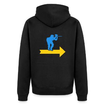 Paintball Gotcha Paintballspieler Markierer - Unisex Premium Bio Zip Hoodie - Schwarz - Hinten - Nico (187cm)