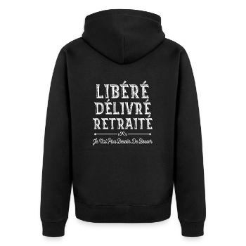 Libéré délivré retraité humour retraite homme papy - Veste à capuche bio Premium Unisexe - noir - Dos - Nico (187cm)