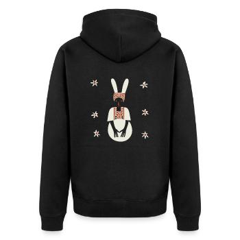 Ethno Hase - Unisex Premium Bio Zip Hoodie - Schwarz - Hinten - Nico (187cm)