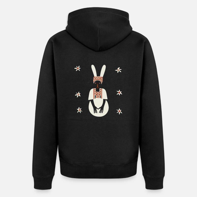 Ethno Hase - Unisex Premium Bio Zip Hoodie - Schwarz