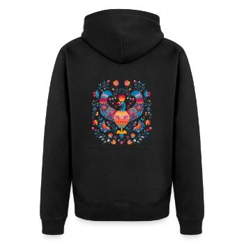 Der Vintage-Vogel - Unisex Premium Bio Zip Hoodie - Schwarz - Hinten - Nico (187cm)
