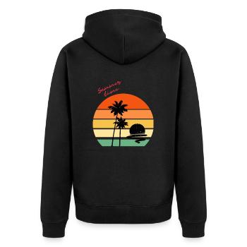 beach 2 summer - Unisex Premium Bio Zip Hoodie - Schwarz - Hinten - Nico (187cm)