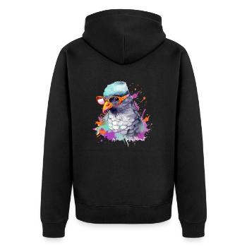Manu die Taube - Unisex Premium Bio Zip Hoodie - Schwarz - Hinten - Nico (187cm)