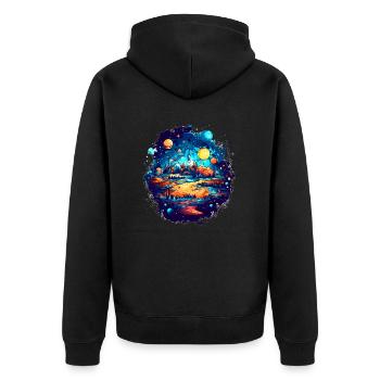La vue sur un système solaire extraterrestre avec des planètes - Veste à capuche bio Premium Unisexe - noir - Dos - Nico (187cm)