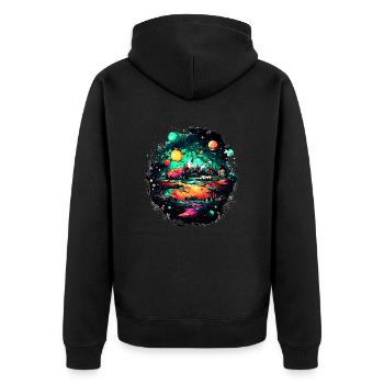 L’univers révèle un spectacle fascinant - Veste à capuche bio Premium Unisexe - noir - Dos - Nico (187cm)