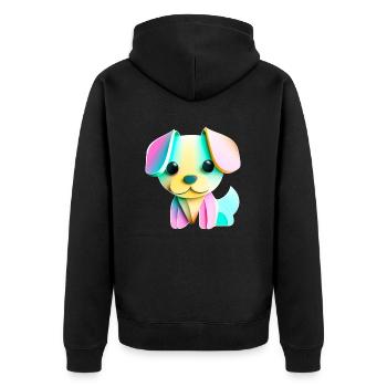 Puppy - Unisex Premium Bio Zip Hoodie - Schwarz - Hinten - Nico (187cm)