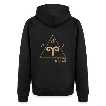 Widder - Unisex Premium Bio Zip Hoodie - Schwarz - Hinten - Nico (187cm)