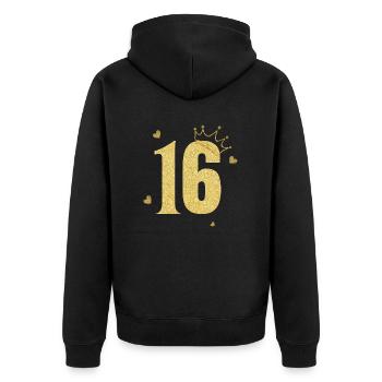 16e anniversaire couronne doré - Veste à capuche bio Premium Unisexe - noir - Dos - Nico (187cm)