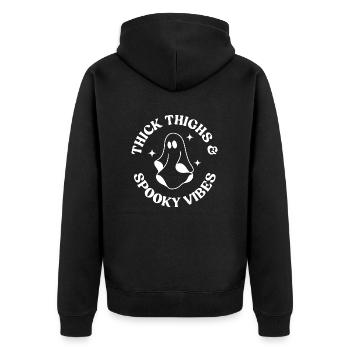 Retro, cute halloween ghost - Unisex Premium Organic Zip Hoodie - black - Back - Nico (187cm)