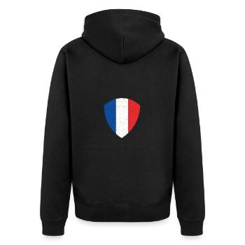Vive La Liberté - Es Lebe die Freiheit - Unisex Premium Bio Zip Hoodie - Schwarz - Hinten - Nico (187cm)