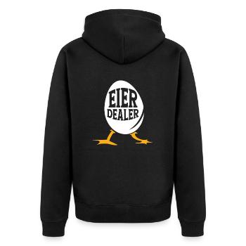 Eier Dealer Hühner Huhn Bauernhof Hennen - Unisex Premium Bio Zip Hoodie - Schwarz - Hinten - Nico (187cm)