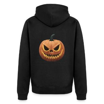 Halloween Pumpkin - Unisex Premium Organic Zip Hoodie - black - Back - Nico (187cm)
