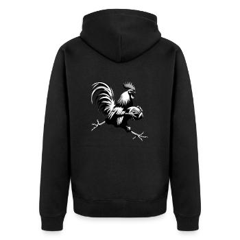 Hahn spielt American Football eNFLAmed - Unisex Premium Bio Zip Hoodie - Schwarz - Hinten - Nico (187cm)