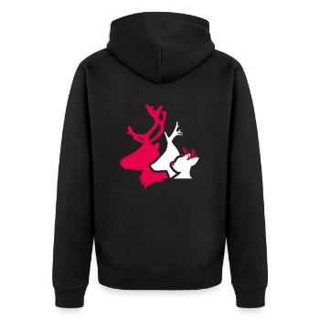 Cute deer heads to the Christmas - Unisex Premium Organic Zip Hoodie - black - Back - Nico (187cm)