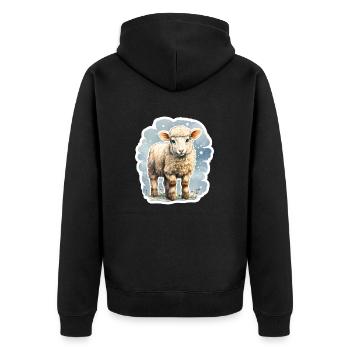 Frühlingslamm - Unisex Premium Bio Zip Hoodie - Schwarz - Hinten - Nico (187cm)