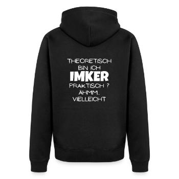 Theoretisch Imker - Unisex Premium Bio Zip Hoodie - Schwarz - Hinten - Nico (187cm)