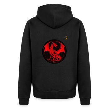 DRAGON-NETZWERK - Unisex Premium Bio Zip Hoodie - Schwarz - Hinten - Nico (187cm)