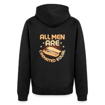All Men Are Cremated Equal Mortician Mortuary - Unisex Premium Organic Zip Hoodie - black - Back - Nico (187cm)