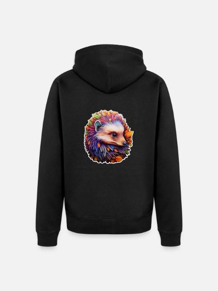 Hérisson psychédélique - Veste à capuche bio Premium Unisexe - noir