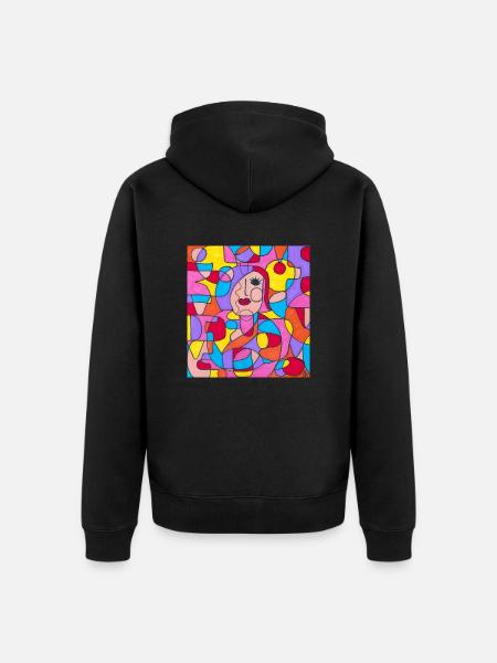 Glückliche Träne - Unisex Premium Bio Zip Hoodie - Schwarz