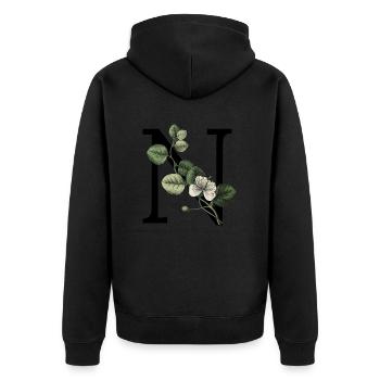 lettre n botanique vert - Veste à capuche bio Premium Unisexe - noir - Dos - Nico (187cm)