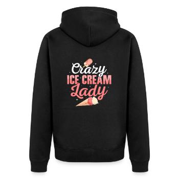 Crazy Ice Cream Lady Cone Scoop Summer - Unisex Premium Bio Zip Hoodie - Schwarz - Hinten - Nico (187cm)