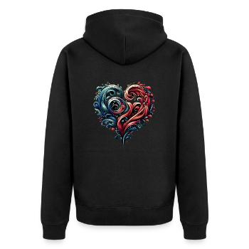 Herz - Unisex Premium Bio Zip Hoodie - Schwarz - Hinten - Nico (187cm)