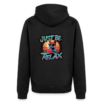 Just Relax Cat - Cute Kitten - Unisex Premium Organic Zip Hoodie - black - Back - Nico (187cm)
