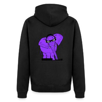 Drôle d’éléphant rose DJ mixer Musique de fête - Veste à capuche bio Premium Unisexe - noir - Dos - Nico (187cm)