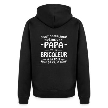 papa et un bricoleur à la fois / cadeau papa - Veste à capuche bio Premium Unisexe - noir - Dos - Nico (187cm)