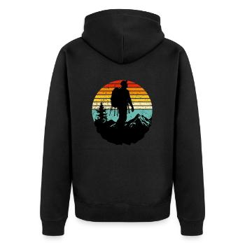 Hiking in the mountains - Unisex Premium Organic Zip Hoodie - black - Back - Nico (187cm)