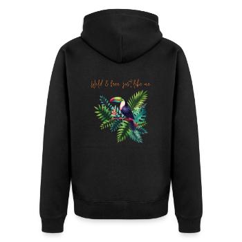 Wild & Free Toucan Illustration - Unisex Premium Organic Zip Hoodie - black - Back - Nico (187cm)