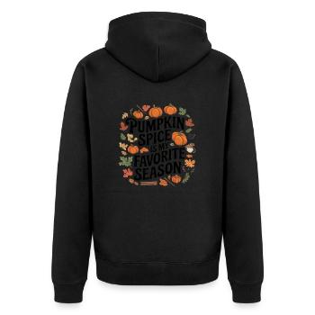 Pumpkin spice is my favorite season - Unisex Premium Bio Zip Hoodie - Schwarz - Hinten - Nico (187cm)