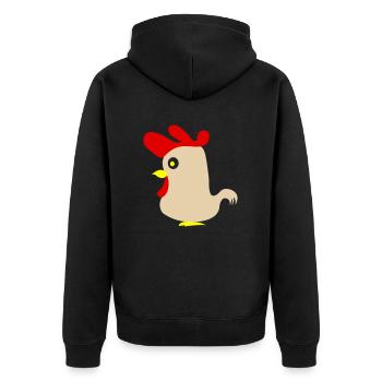 Hahn - Unisex Premium Bio Zip Hoodie - Schwarz - Hinten - Nico (187cm)