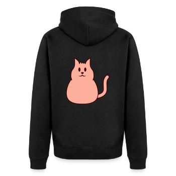 Fat Cat Looking Nice Happy Happy Smiling - Unisex Premium Organic Zip Hoodie - black - Back - Nico (187cm)