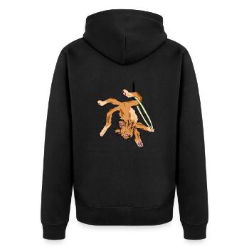 Aerial Cat Hoop - Unisex Premium Organic Zip Hoodie - black - Back - Nico (187cm)