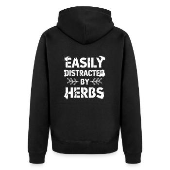 Amateur d’herbes aromatiques : Facilement distrait - Veste à capuche bio Premium Unisexe - noir - Dos - Nico (187cm)