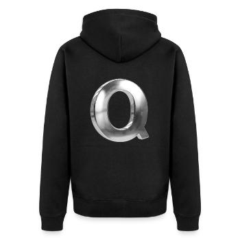 Chrome ,, Q " Metallic - Unisex Premium Organic Zip Hoodie - black - Back - Nico (187cm)
