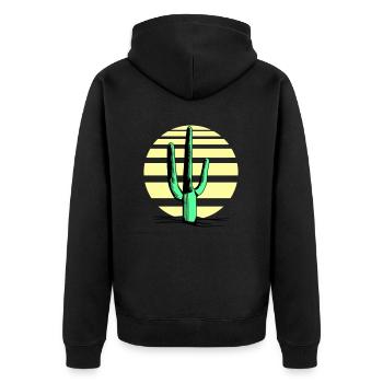 Cactus, désert, coucher de soleil, soir, nuit, cactus - Veste à capuche bio Premium Unisexe - noir - Dos - Nico (187cm)