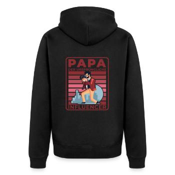 Papa: Der ursprüngliche Influencer - Unisex Premium Bio Zip Hoodie - Schwarz - Hinten - Nico (187cm)