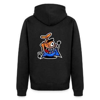 Freak with one eye - Unisex Premium Organic Zip Hoodie - black - Back - Nico (187cm)