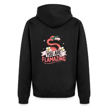 You Are Flamazing Flamingo Pink Bird - Unisex Premium Organic Zip Hoodie - black - Back - Nico (187cm)