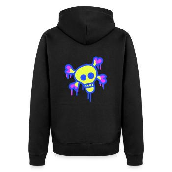 Pirate Skull Skull Bone Skeleton Graffiti - Unisex Premium Organic Zip Hoodie - black - Back - Nico (187cm)