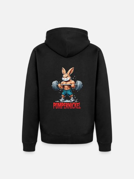 Pumpernickel - Rabbit in strength training - Unisex Premium Organic Zip Hoodie - black