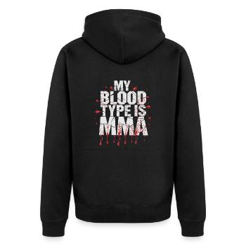 MMA Power im Alltag - Unisex Premium Bio Zip Hoodie - Schwarz - Hinten - Nico (187cm)